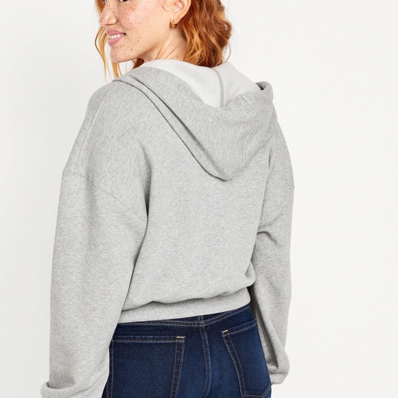 NWT OLD NAVY Fleece Full-Zip Hoodie Color: Heather Gray - Picture 3 of 6
